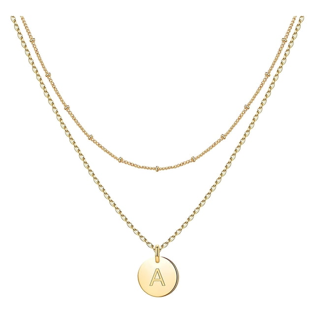 SIfdSeng Collier Lettre Cœur Mode pour Femmes 26 Lettres Chaîne de Cou Circulaire à Double Couche