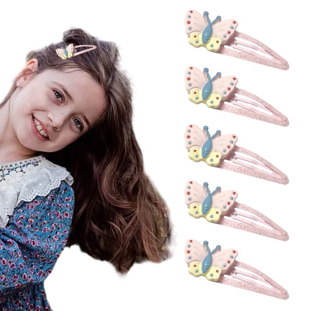 Pinza de pelo de mariposa tridimensional de resina para mujer, 5 uds., con clips laterales, accesorios para el cabello Y2K