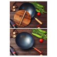 thumbnail image 3 of Chinese 100% Hand Hammered Iron Woks Stir Fry Pans, Non-stick, No Coating, Less Oil, Black Seasoned Wooden handle (Chef-12 inch), 3 of 5