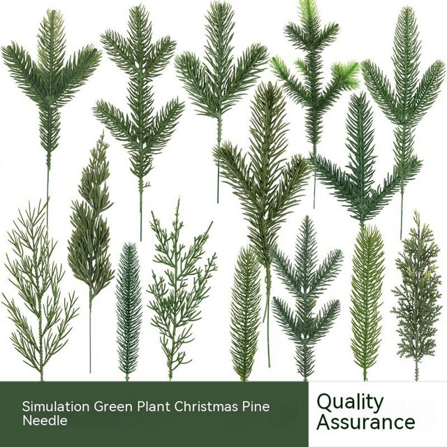 15 Piezas Pino Simulación Verde Pino Agujas Árbol Artificial Ramas PE Verde Navidad Pino Aguja Ramas Accesorios