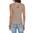 thumbnail image 3 of COCCKO Tank Top for Women 2026 Summer High Neck Sleeveless Striped Shirt Button Hollow Back Fitted Knit Camisole Tops, 3 of 7