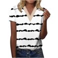 thumbnail image 2 of Fiudx Ropa de Mujer Blusa de Manga Corta con Retazos de Encaje y Cuello En V Estampado Informal a La Moda para Mujer, 2 of 5