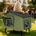 thumbnail image 2 of Heated Cat House Outdoor, DOMIPET Waterproof Large Insulated Winter Cat Shelter with Heating Pad for Multiple Cats Small Animals, Elevated Base, Escape Door & Roof Window, 2 of 10