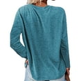 thumbnail image 2 of ZEHJUHAN Spring Fall Paw Print Graphic Long Sleeve Shirt - Cute Heart Design Crewneck Top for Women Peacock Blue，L, 2 of 4