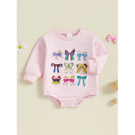 

Mama s sunshine Baby Girls Spring Autumn Romper Long Sleeve O Neck Bowknot Print Sweatshirt Romper