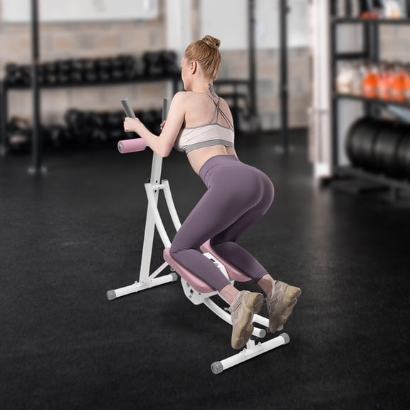 ToppiJoy Adjustable Abdominal Crunch Coaster, Ab Trainer Abdominal Whole with LCD Monitor & Six Silent Rollers, Body Workout Machine for Home, Companies, Gyms(Pink)
