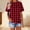 Red, variant on Women Gingham Short Sleeve Linen Tops Casual Loose Crew Neck Plaid Shirts Beach Baggy Summer Boho Blouses Brown L