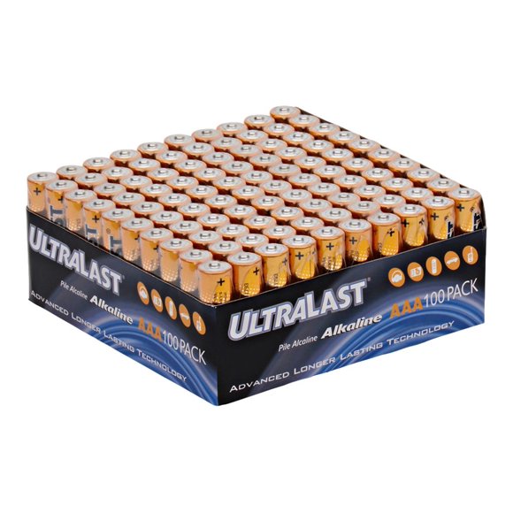 ula100aaab alkaline aaa batteries, 100 pk