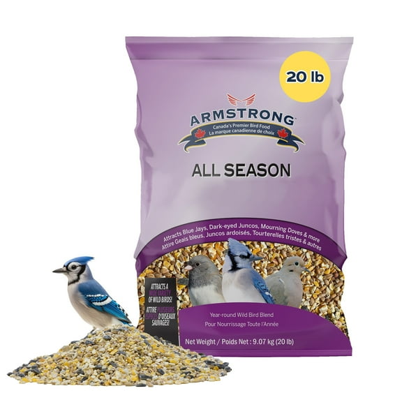 Armstrong Wild Bird Food All Season Blend, 20 Pounds - with Cut Corn, Wheat, White Millet and Black Oil Sunflower Seeds for Blue Jays, Dark-Eyed Juncos and Mourning Doves