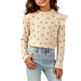 thumbnail image 6 of Bovxnpu Girls Long Sleeve Shirts Undershirts Girls Heart Print Long Sleeve Floral Base Layer Pullover Top Outfits, 6 of 6