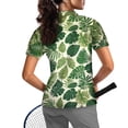 thumbnail image 2 of Whosucclay Monstera Leaves Print Workout Shirts for Fitness Golf, 1/4 Zip Polyester Women Short Sleeve Golf Shirts Lightweight Soft Athletic Tops Size X-Large, 2 of 10