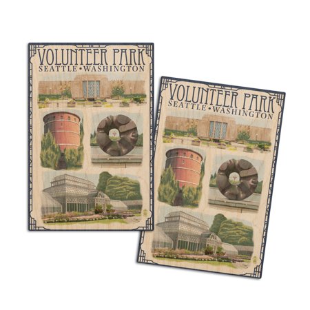 

Volunteer Park Seattle Washington (4x6 Birch Wood Postcards 2-Pack Stationary Rustic Home Wall Decor)