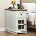 thumbnail image 5 of FAGAGA End Table for Living Room Set of 2,Farmhouse Nightstand with Drawer for Bedroom,White, 5 of 8
