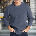 thumbnail image 3 of Men Sweater Long Sleeves Solid Color Thicken Knitwear Autumn Winter Round Neck Knitting Sweater for Daily Wear, 3 of 7