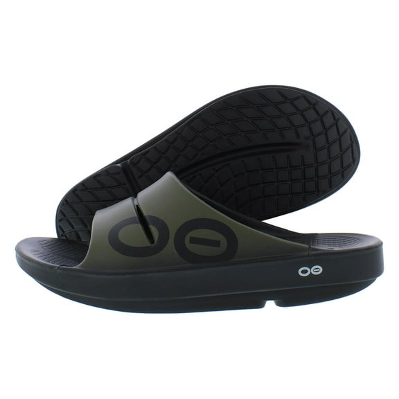 Oofos Mens Round toe Slide sandal Slide Sandals