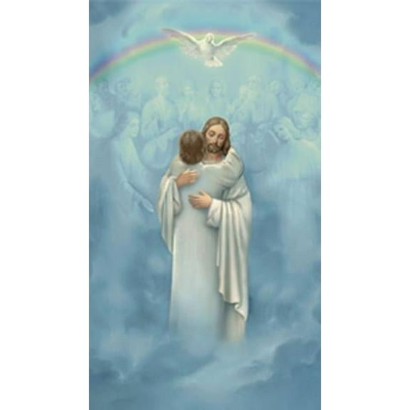 Christ Welcoming Home Paper Catholic Prayer Holy Card with Blank Back, Pack of 100