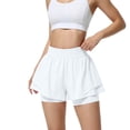 thumbnail image 6 of Nestiefly Running Shorts for Women 2 in 1 High Waisted Quick Dry Butterfly Flowy Athletic Gym Yoga with Pockets White L, 6 of 6