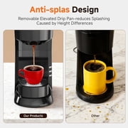 Coffee Maker, 2 in 1 Single Serve Brewer Compatible with K Pods & Ground for Men and Women, 6-24oz and 2-4 Mins Rapid Brew, Compact Coffee Machine for Kitchen Office RV Camping-Black