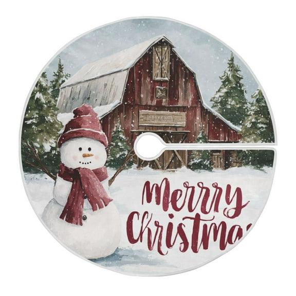 RMDQTR Festive Christmas Tree Skirt35.4x35.4in - Holiday Home Decor for Xmas Party Red-hatted Snowman