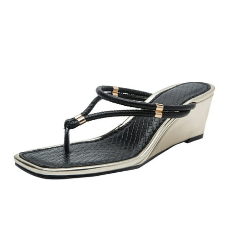 

Sandals Women 2023 Summer New Fashion Slipsole Flip Flop Sandal Pu Black 38
