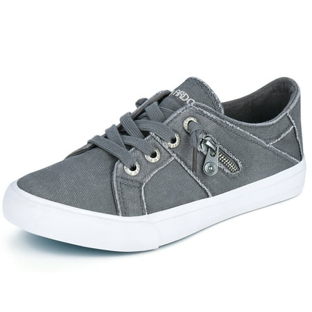 JENN ARDOR Women s Splicing Canvas Shoes Low Top Classic Slip-On Lightweight Comfort Fashion Sneakers with Lace Up Style Loafers for Walking