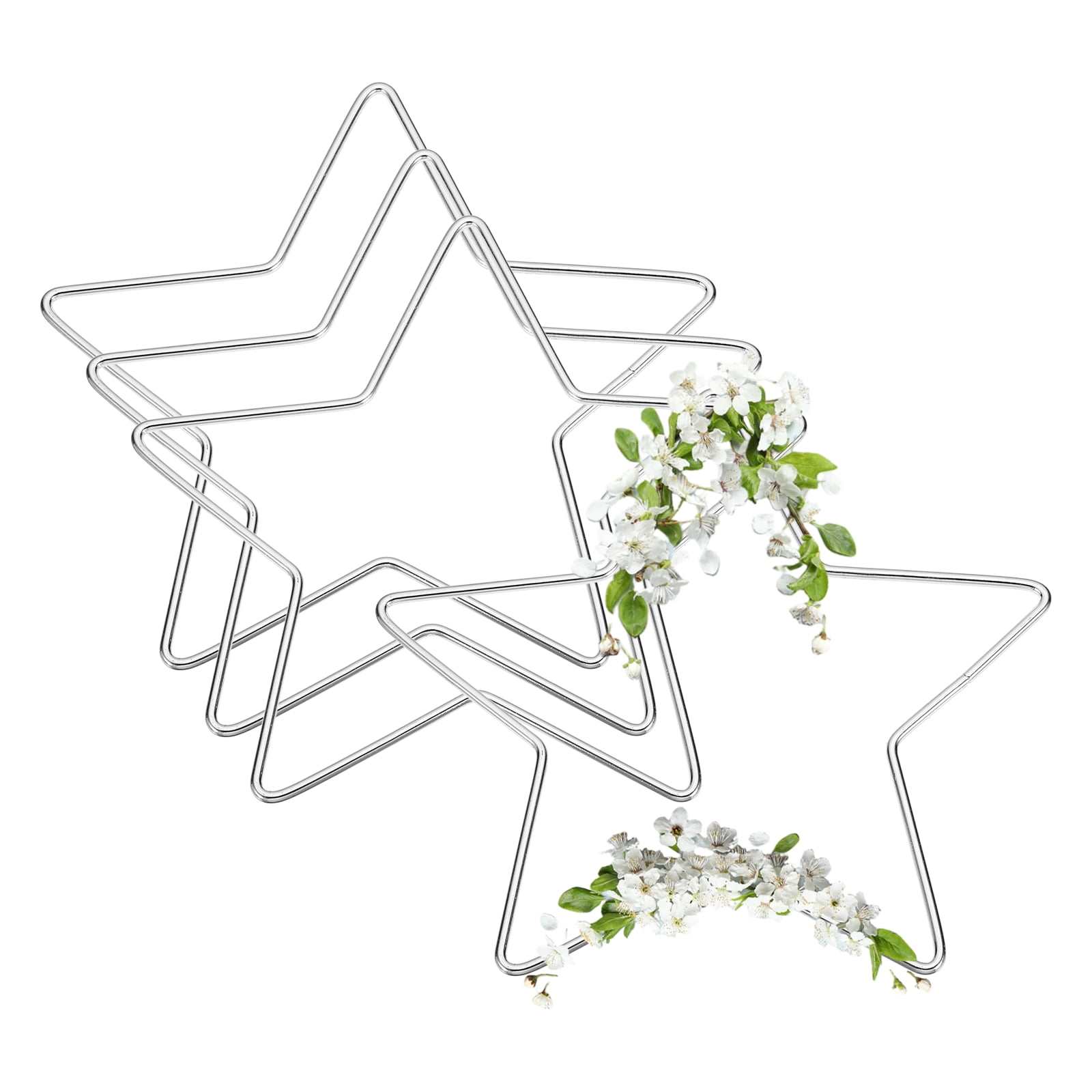 Uxcell Star Dream Catcher Rings 5.9 Inch Silver 4 Pcs, Wreath Macrame Hoop Catcher Ring Metal Floral Hoops for DIY Crafts Making Wreath Making Supplies Plant Wall Hanging Decor