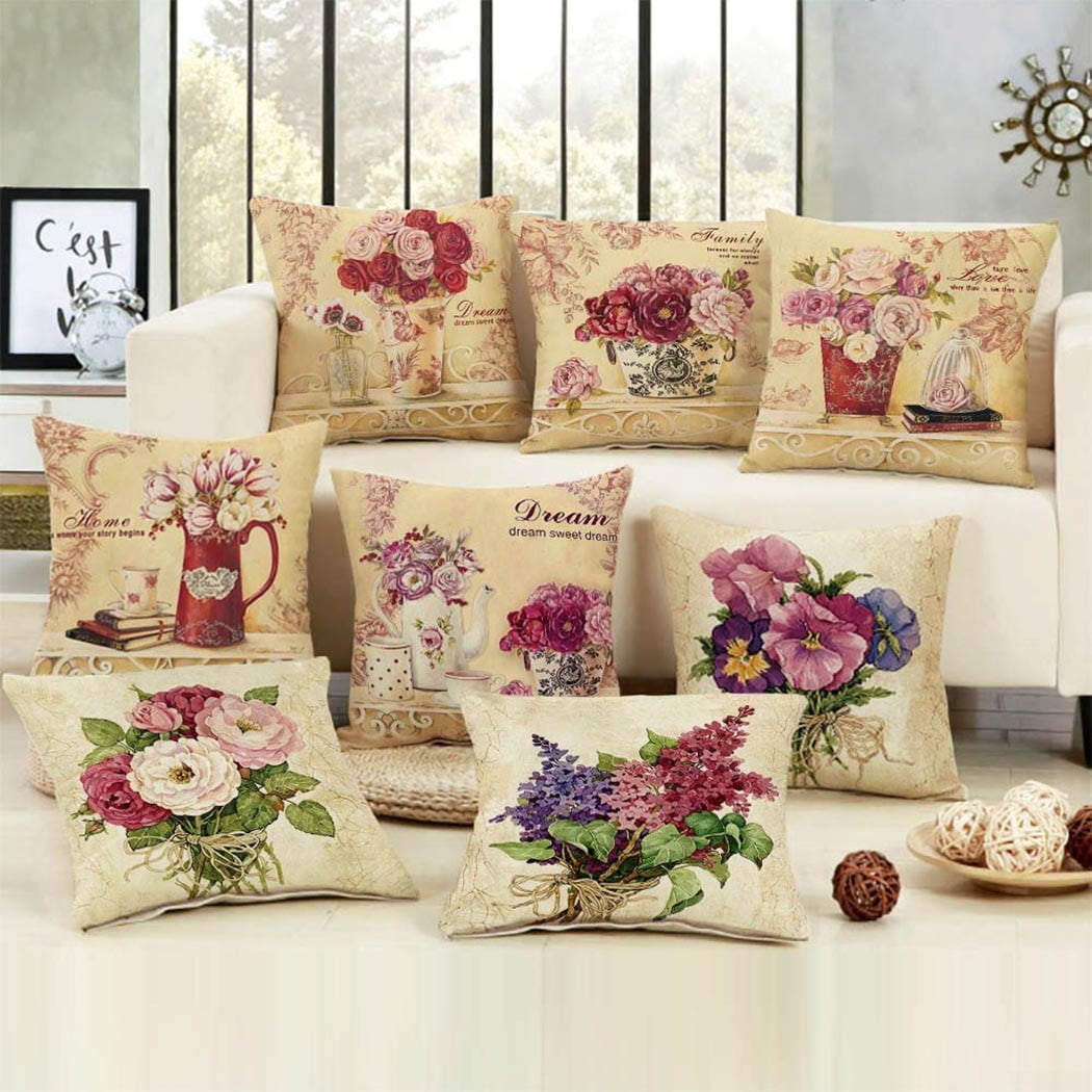 Rose Floral Pillow Case Waist Throw Cushion Cover Home Sofa Decoration 18"x18" 