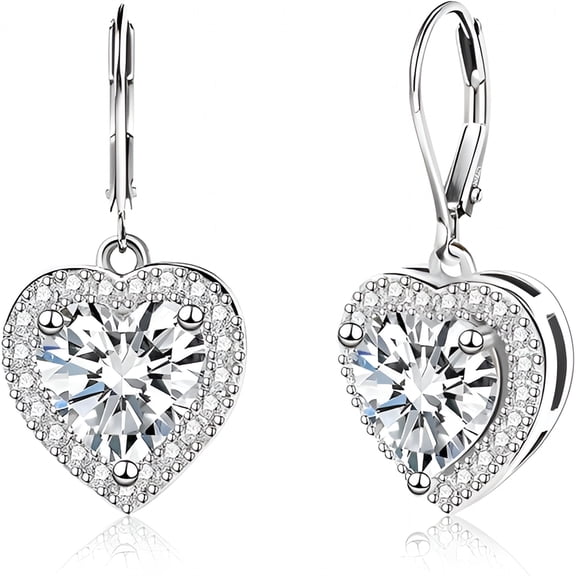 DESIGNICE 925 Sterling Silver 14K Gold Plated Heart Dangle Earrings, Dangling Drop Earring for Trendy Women Leverback Earings Cubic Zirconia Hypoallergenic
