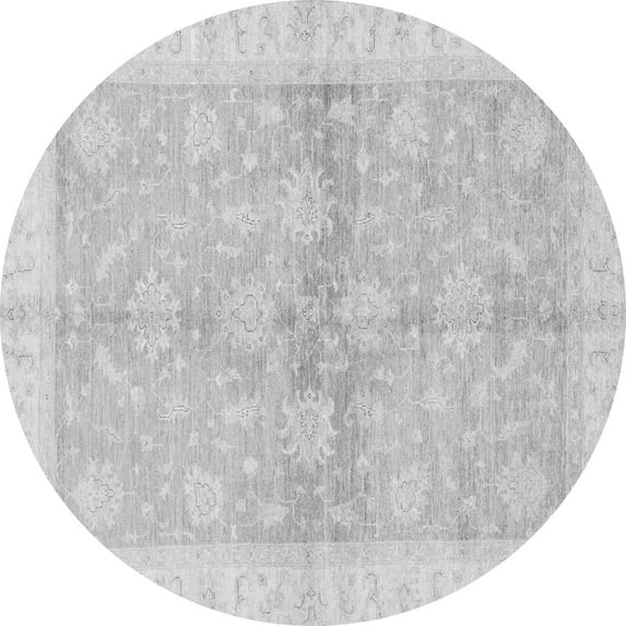 Ahgly Company Indoor Round Oriental Gray Traditional Area Rugs, 6' Round