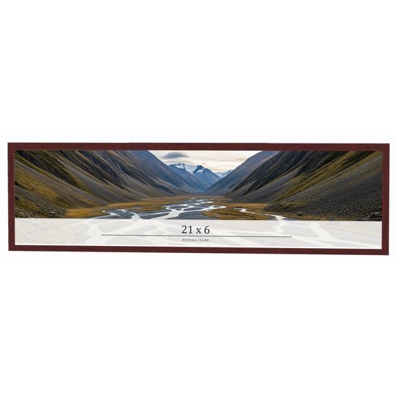 21x6 Frame Brown Solid Wood Picture Frame Width 0.75 Inches | Interior Frame Depth 0.5 Inches |