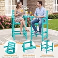 thumbnail image 2 of RIAFUN HDPE Height Bar Stools Set of 2 with Removable Connecting Table, Weather Resistant Outdoor Tall Adirondack Chairs with Umbrella Hole for Patio, Poolside, Garden, Turquoise, 2 of 11