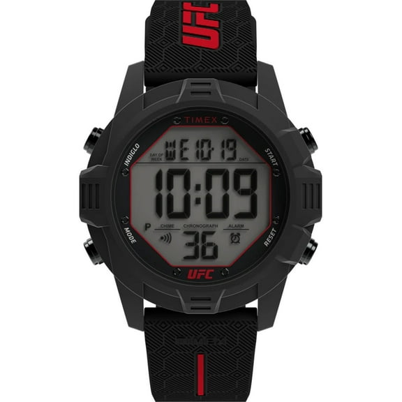 Timex TW2V98000 Men's UFC Brawler 43mm Digital Watch Black Silicone Strap