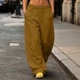 thumbnail image 6 of Nfurl Baggy Sweatpants for Women Wide Leg no Cuff Barrel Pants with Pockets Drawstring Elastic Waist Fleece Lined Casual Sweat Pants Brown,S, 6 of 9