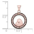 thumbnail image 4 of Sterling Silver Pink Ceramic Swarovski Elements Heart Circle Pendant Charm, 4 of 4
