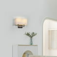 thumbnail image 2 of Globe Electric 2-Light Matte Black Indoor Wall Sconce with White Linen Shade, 2 of 6