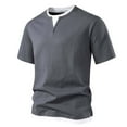 thumbnail image 2 of BiZtdJrK Soft Cotton Tees for Men Short Sleeve Fake 2 Piece T Shirt Heavyweight Solid Work Tee Tops on sale prime Gray XL, 2 of 5