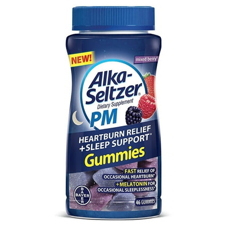 4 Pack Alka-Seltzer PM Mixed Berry Heartburn Relief+Sleep Support, 46 Gummies