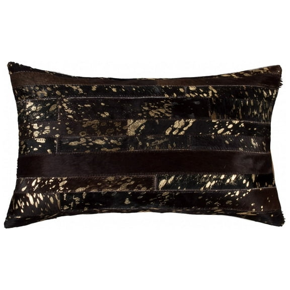 12" x 20" x 5" Chocolate and Gold  Pillow