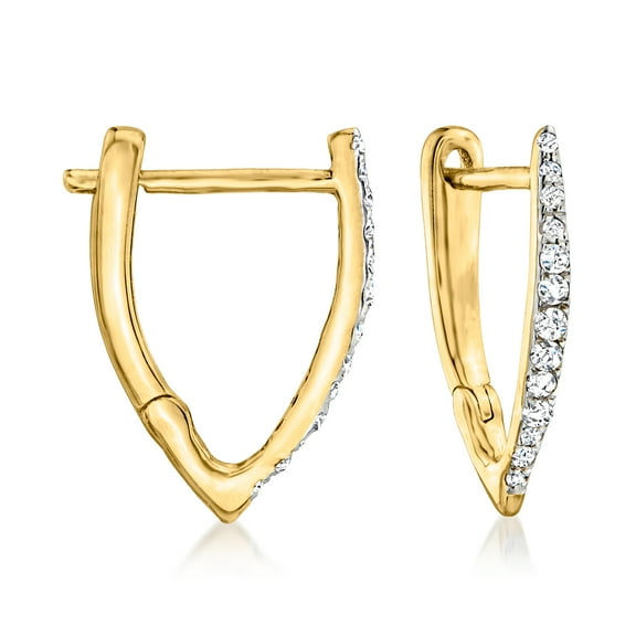 Ross-Simons 0.10 ct. t.w. Diamond Huggie Hoop Earrings in 18kt Gold Over Sterling, Women's, Adult