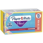 Paper Mate Flair Felt Tip Pens, Medium Point, Red, Box of 36