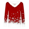 thumbnail image 4 of BLVB Merry Christmas Women's Fall T Shirts Christmas Snowflake Graphic Tee Tops Long Sleeve V Neck Plush Trim Pullover, 4 of 5