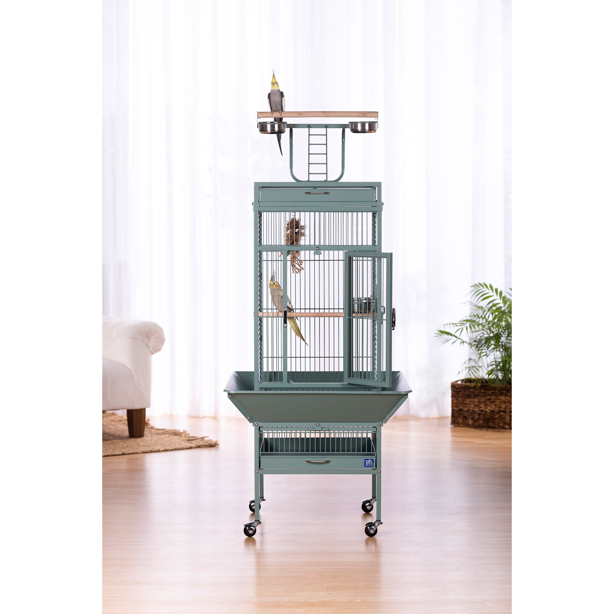 Prevue Pet Products Select Playtop Bird Home Cage in Sage Green 3151SAGE
