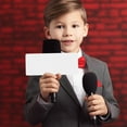 thumbnail image 4 of KAKOWELY studio equipment supply Interview Plate Blank Useful Mic Blank Plate Mic Blank Plate Microphone Part Interview Mics Blank With Clip Acrylic Interview Mic Blank, 4 of 5