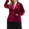 thumbnail image 5 of MODA NOVA Juniors Plus Size Winter Formal Velvet Workwear Blazer Burgundy 1X, 5 of 6