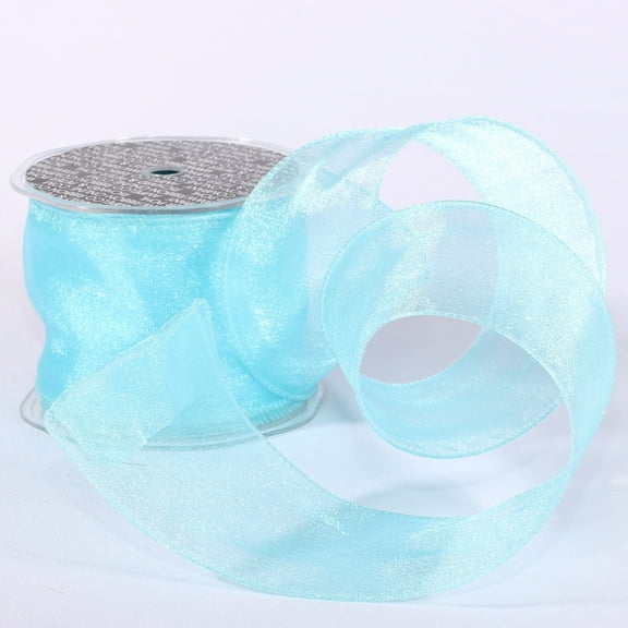 The Ribbon People Blue Aqua Sheer Wired Craft Ribbon 3" x 27 Yards