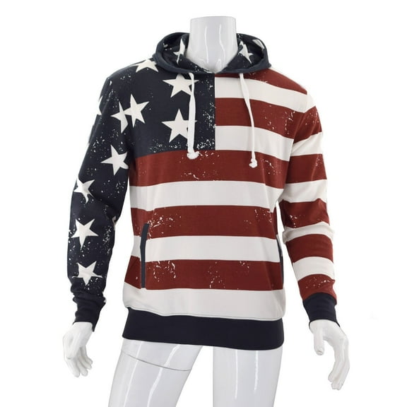 New with Tags Mens American Summer Patriotic American Flag Print Hoodie