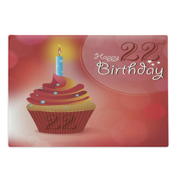 16th Birthday Cutting Board, Party Celebration with Flag Ribbon and Yummy Chocolate Cake Candles Print, Decorative Tempered Glass Cutting and Serving Board, Multicolor, by Ambesonne - Walmart.com - Walmart.com