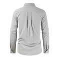thumbnail image 3 of Men's Loose Cotton Linen Solid Color Lapel Long Sleeve Casual Cotton Linen Shirt Top 3XL, 3 of 3