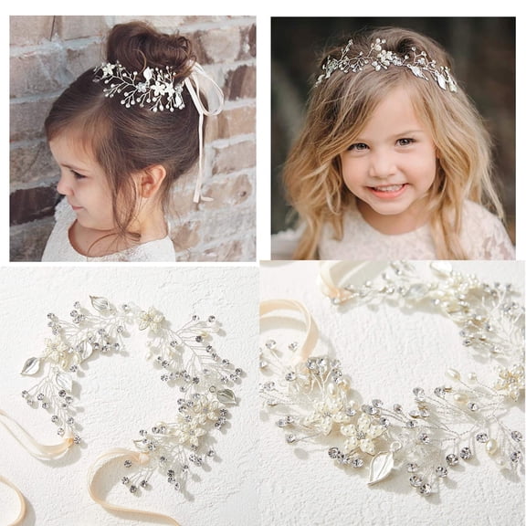 TUWAFE Flower Girl Headband for Wedding, Baby Girl Hair Accessories