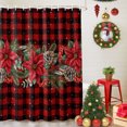 thumbnail image 5 of 60x72 Inch Shower Curtains for Bathroom, Christmas Poinsettia Bath Curtain Decor, Xmas Pinecones Berry Snowflake Red Plaid Waterproof Restroom Curtains Shower Set Accessories with 12 Hooks 60 Inch, 5 of 8